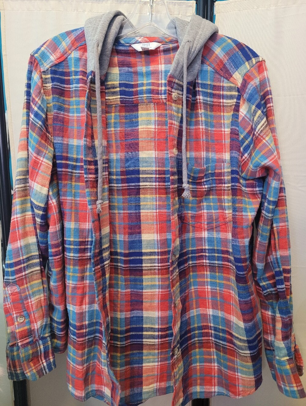 Time and Tru Red, Blue & Yellow Plaid Shirt Jacket